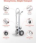 VEVOR 2 in 1 Hand Truck, 1000 lbs Load Capacity for 4-Wheel Mode, Convertible Hand Truck Dolly with Non-Slip Handle & Wheels, Portable Trolley Dolly for Moving Home, Office, Warehouse, Supermarket