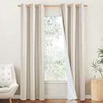NICETOWN Oatmeal Vintage Open Linen Weave Flax Thermal Curtains,100% Blackout Curtains 72" Long for Dining Room,Soundproof Window Treatment Drapes for Laundry Room,62" Wide Per Panel,Set of 2