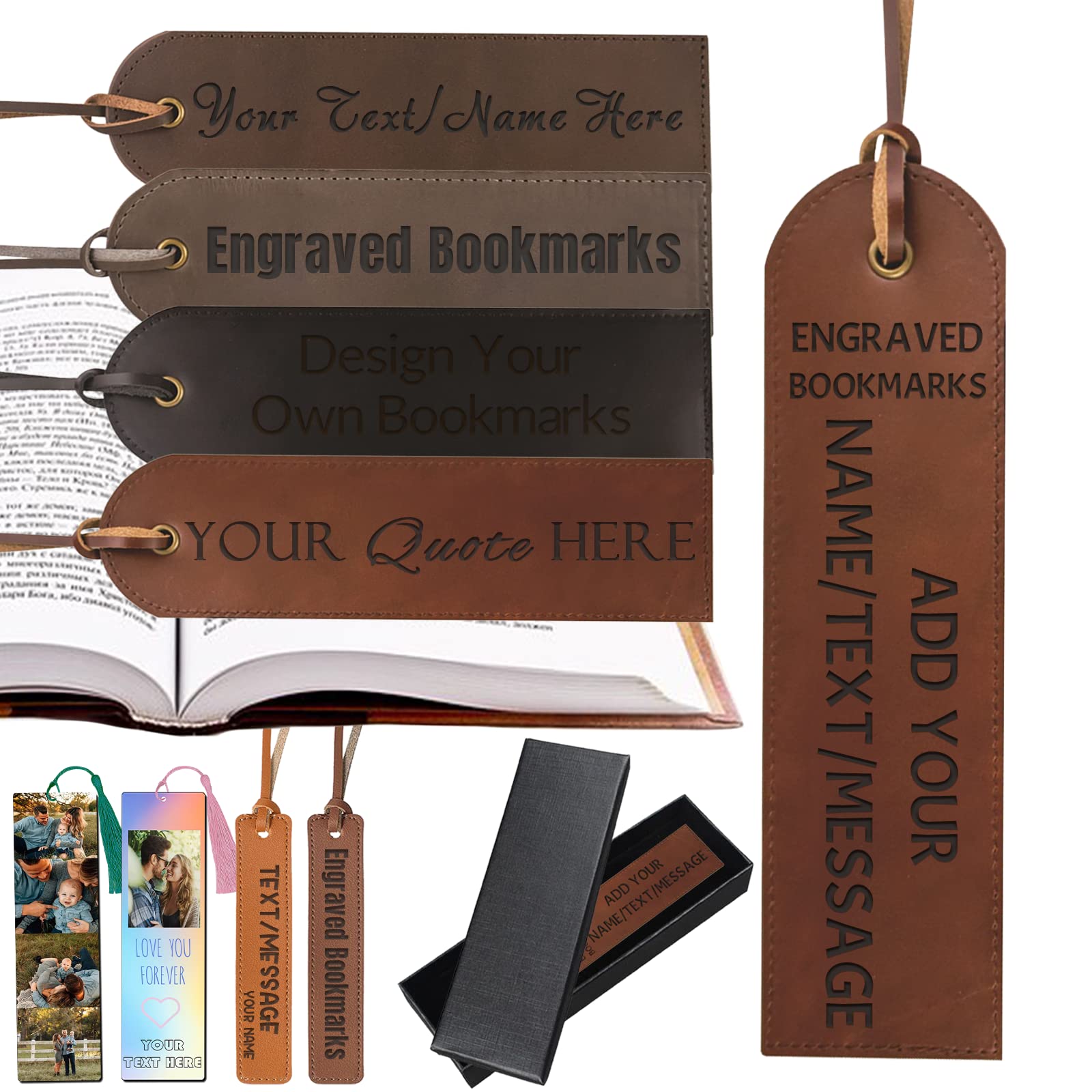 Amazon.com: Personalized Bookmark, Engraved Genuine Leather