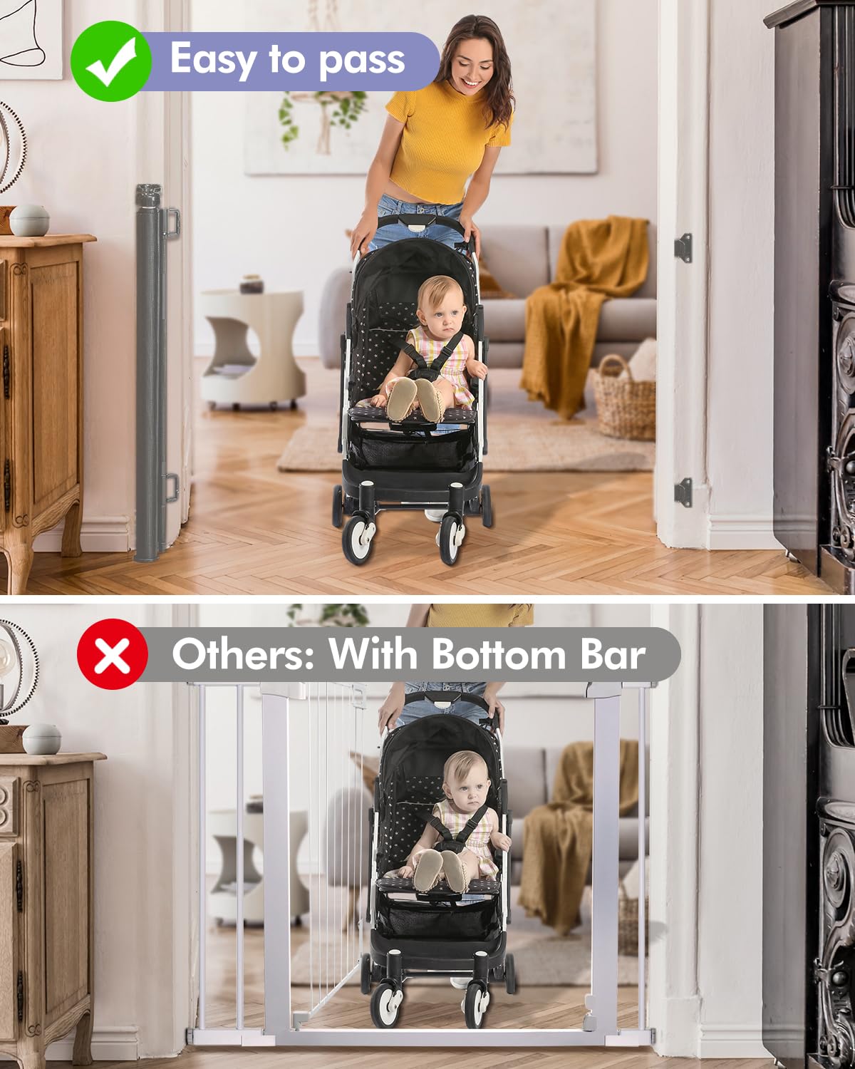 Lexixi ibao Retractable Mesh Baby & Dog Gate, 86cm Tall, Extends up to 180cm Wide, Child Safety Gate for Doorways Stairs - Image 3