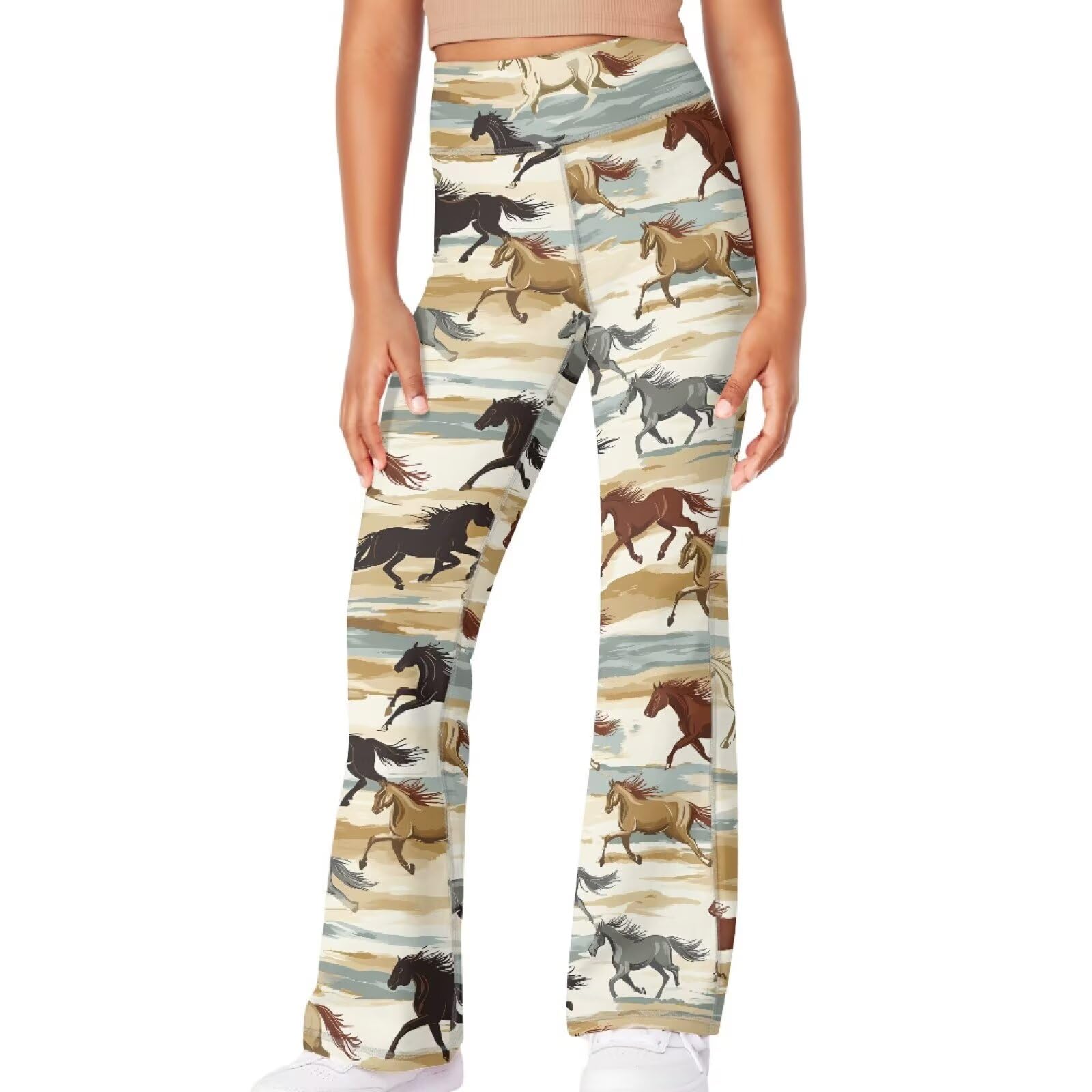 Girls Leggings Floral Print High-Waisted Flared Pants 5-14 Years