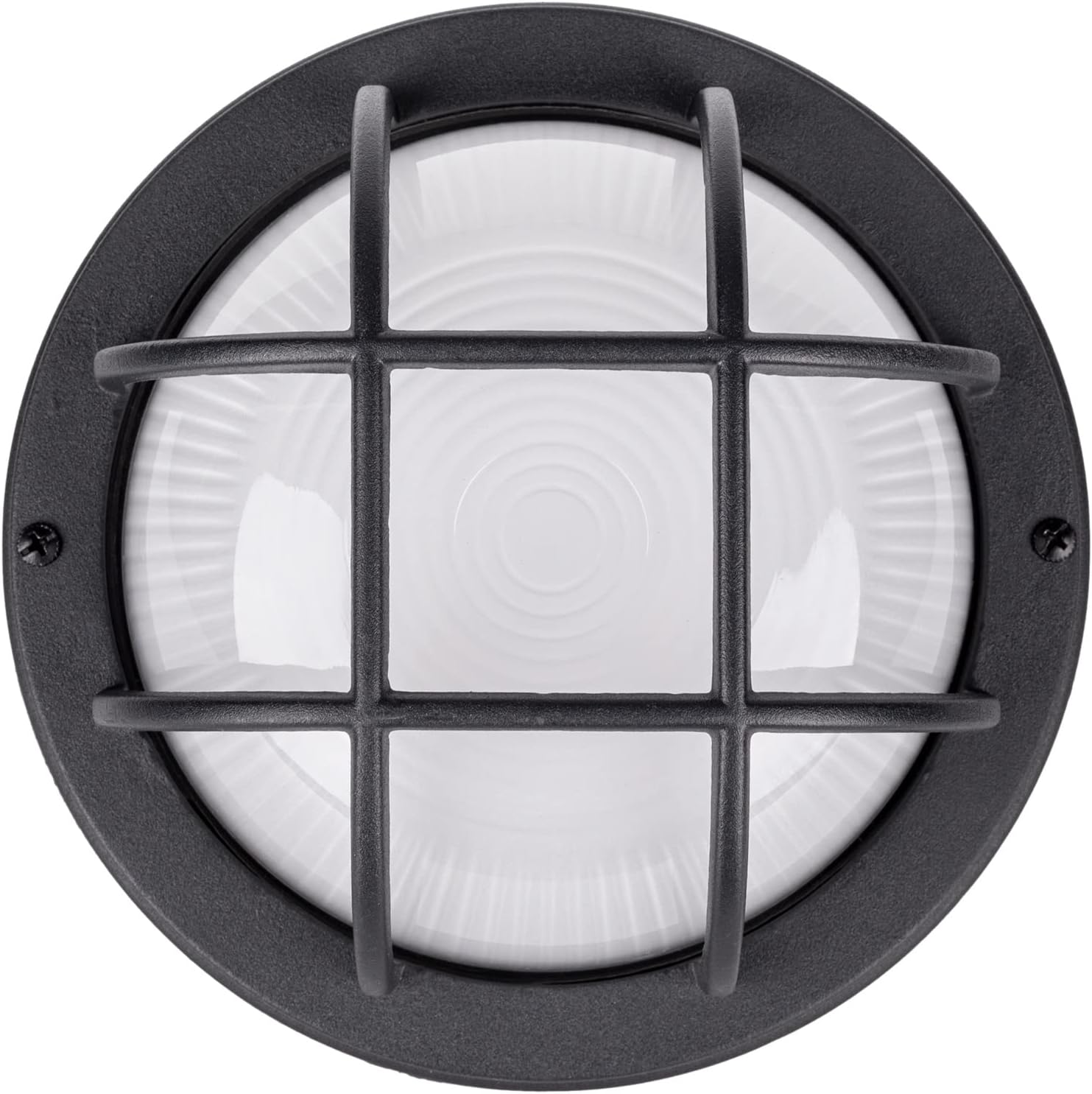 YoonLIT 8.0 Inch Outdoor LED Bulkhead Light Fixture, Wall or Ceiling Flush Mount Waterproof, for Porch, Basement, Hallway, Balcony, 11.5W 900 Lumens 3000K, Matte Black Finish, 1-Pack