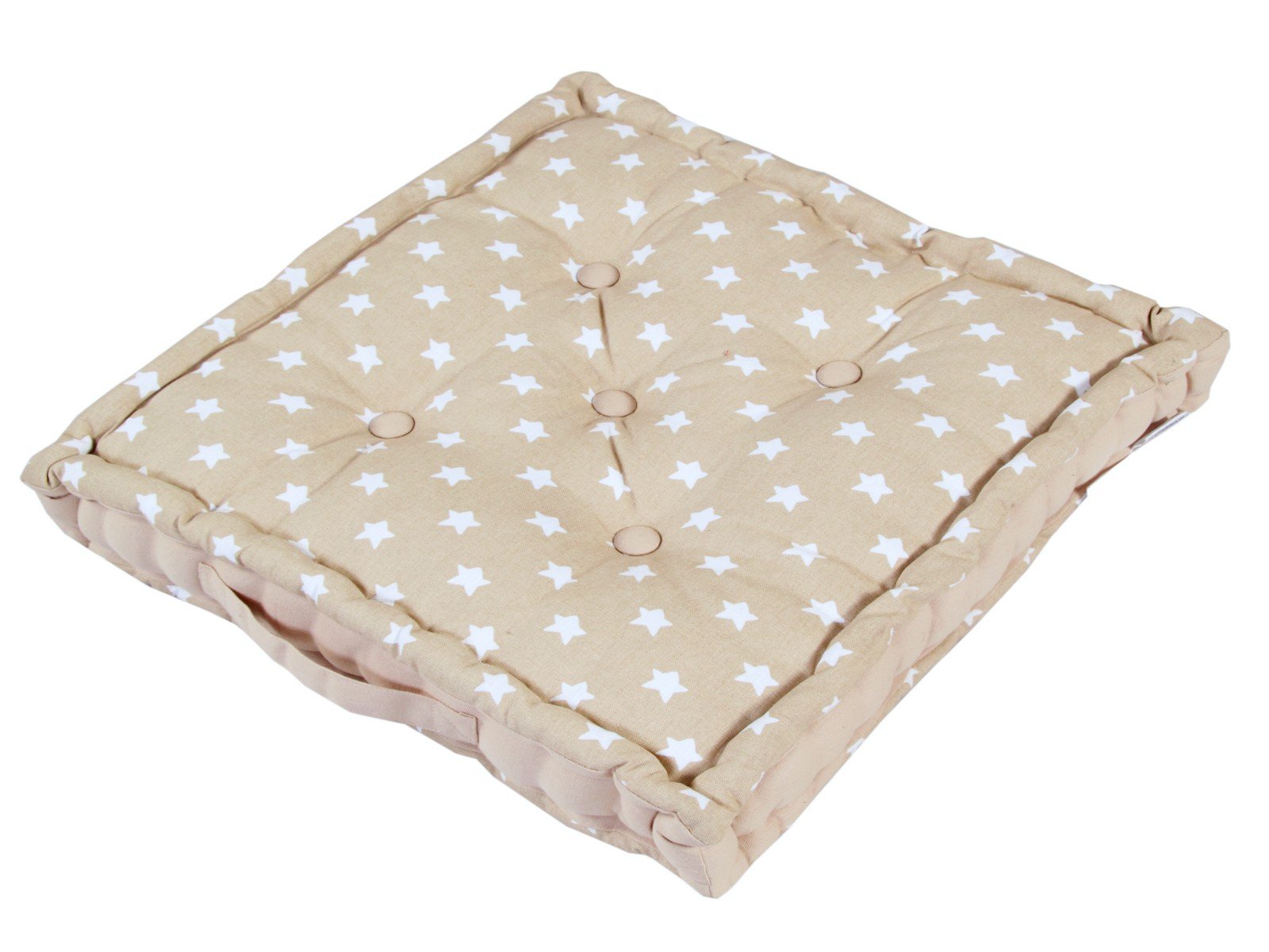 Homescapes Unisex Beige Cotton Stars Floor Cushion In 50Cm X 50Cm Kids