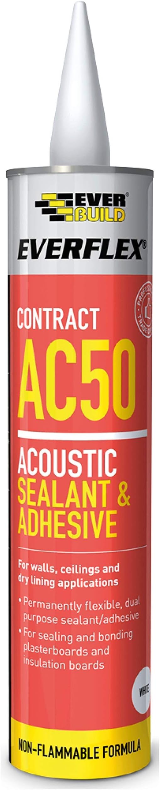 Everbuild AC50 | High Strength Acoustic Sealant & Adhesive for Sealing and Bonding Plasterboards and Insulation Boards - 380ml - White