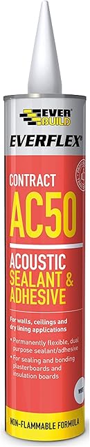 Everbuild AC50 | High Strength Acoustic Sealant & Adhesive for Sealing and Bonding Plasterboards and Insulation Boards - 380ml - White