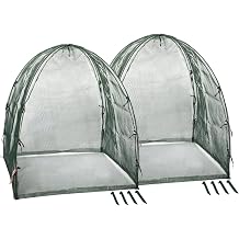 NuVue Products 25203 Pop-Up Garden Netting Animal and Bug Guard Covers with Ground Spikes, Mesh Plant Cover Tents for Pest and Animal Control, Pack of 2, Green, 36" x 36" x 38"