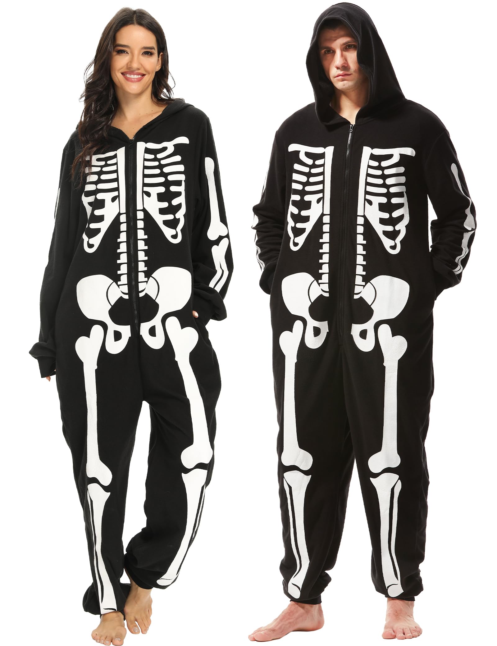 Disfraz de esqueleto para mujer adulta, pijama de Halloween, talla grande, traje acogedor para niña, fiesta de cosplay