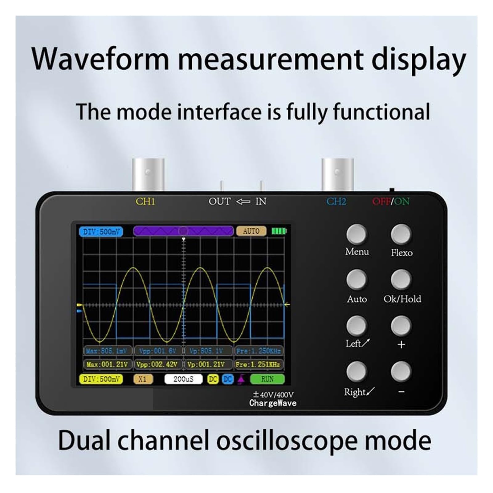 Oscilloscopi da laboratorio, Oscilloscopio digitale portatile Frequenza di campionamento 50M Larghezza di banda analogica 10M Riparazioni del cellulare Misurazione della forma d'onda corrente 6A,Misu