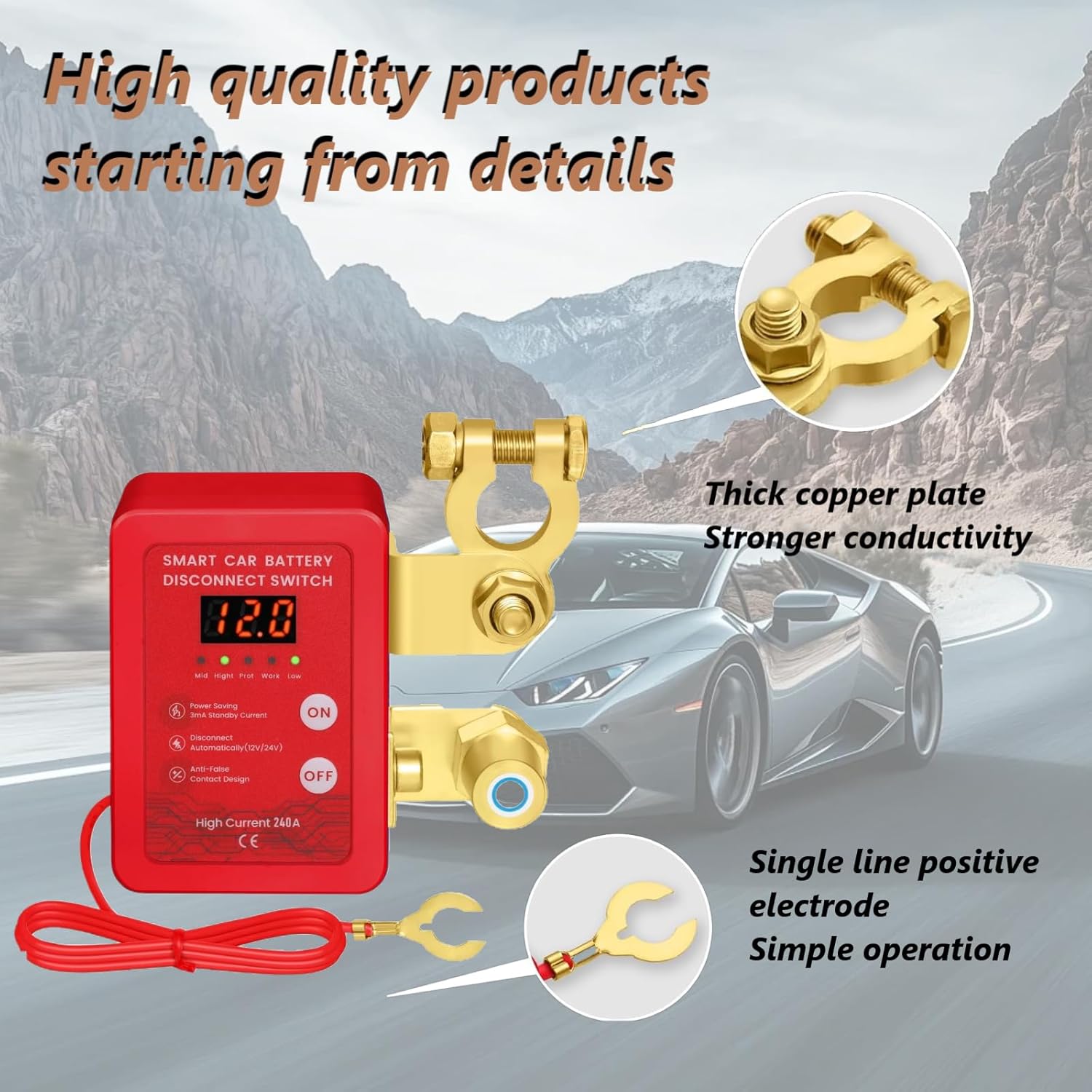 Smart Remote Battery Disconnect Switch 12V 24V Kill Switch for Car Intelligent Battery Power Smart Voltage Car Battery Kill Switch for Vehicle, RV, ATV, Truck, Boat