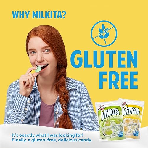 Miniatura 6 de Milkita Bolsa de dulces cremosos para batido, sin gluten, con calcio y leche real, cero grasas trans, bajo en azúcar (banana y melaza), 60 unidades