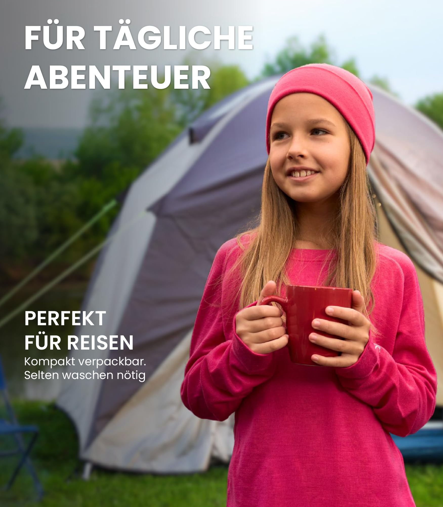 Merino.tech 100% Merino Unterwäsche Kinder Set – Thermounterwäsche Kinder für Jungen und Mädchen, Langarm, Hose, Mütze