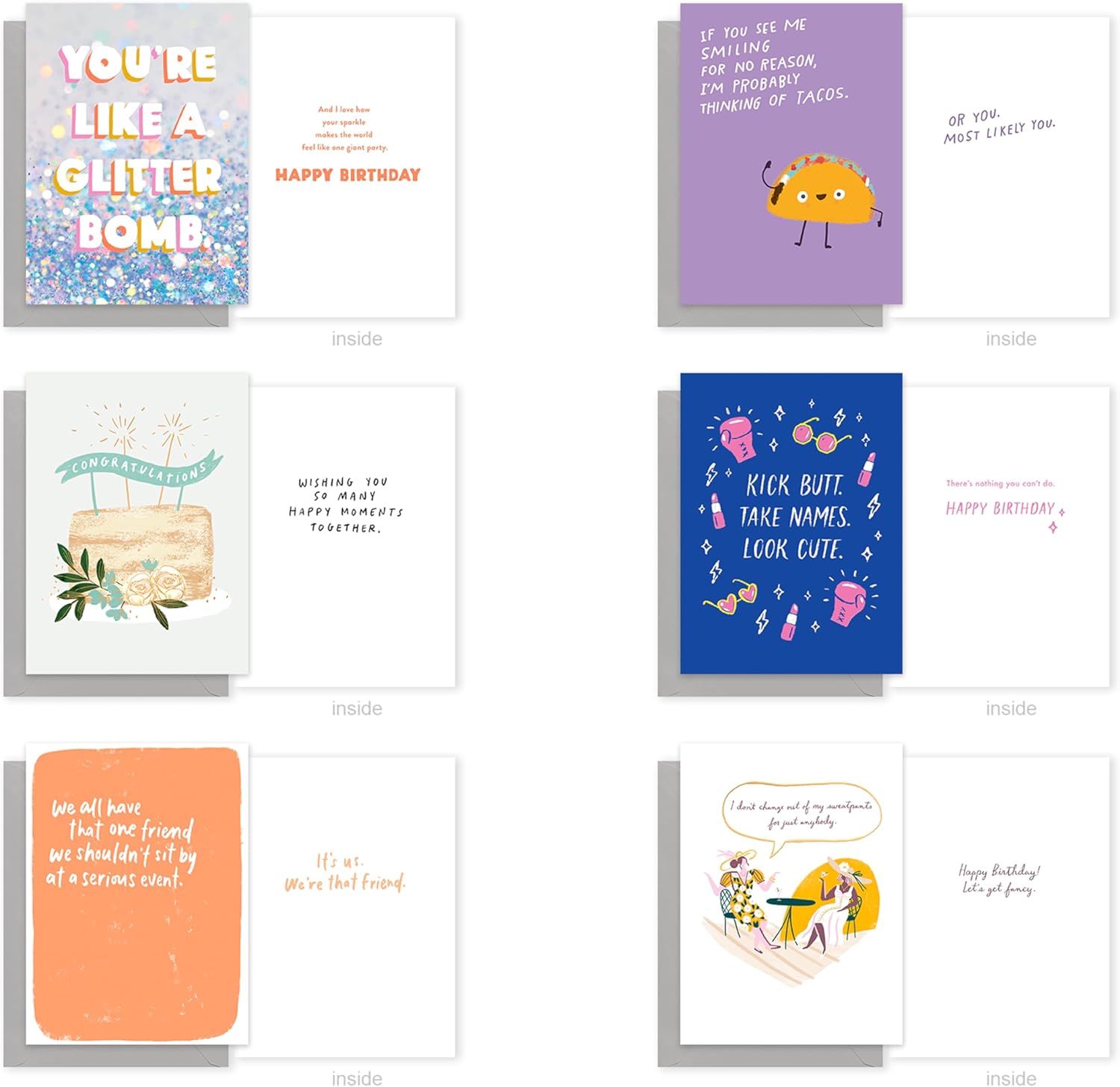 Paper Rebel 30-Count All Occasion Deluxe Funny Greeting Card Bundle with Refillable Keepsake Storage Box, Envelopes, and Seals