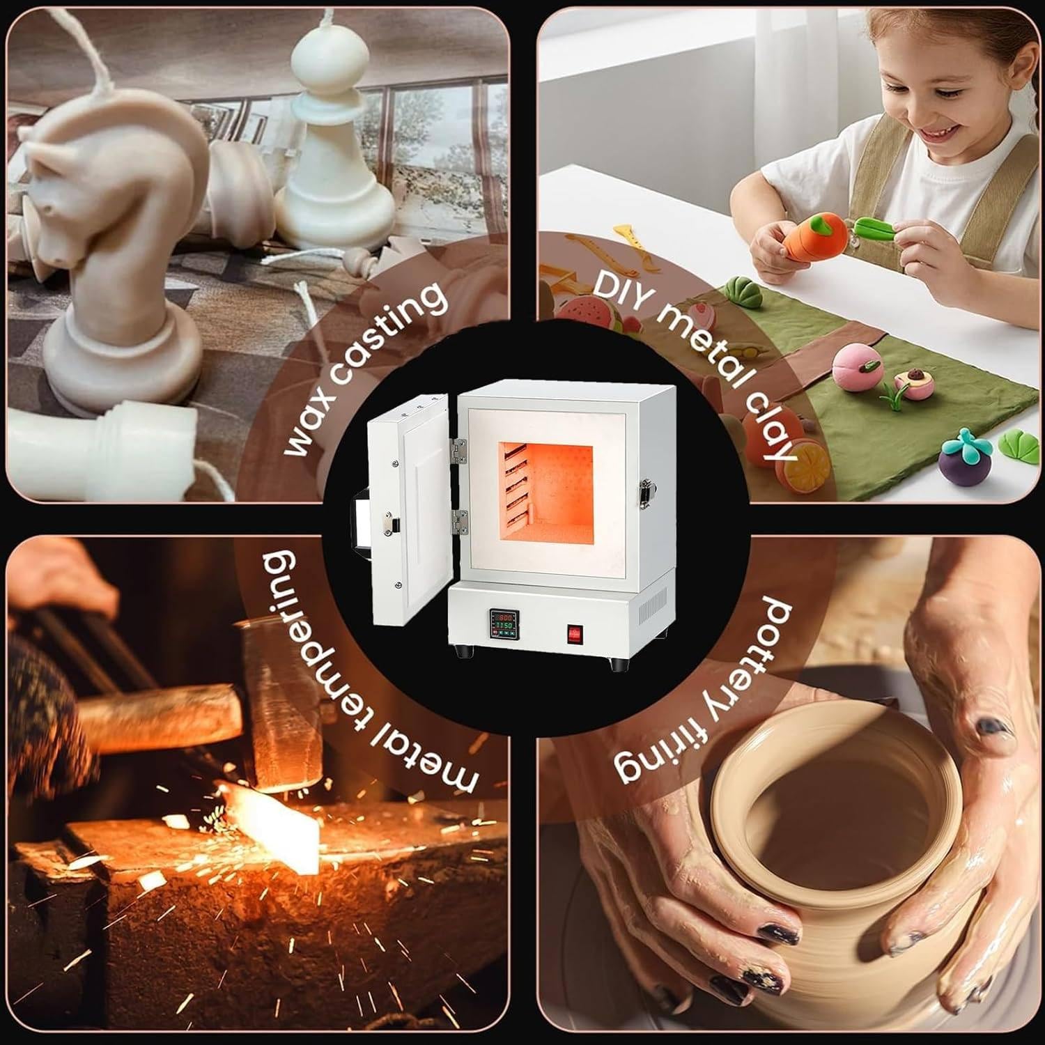 Labor-Muffelofen, 2000 W, digitale Steuerung, 1150 °C Hochtemperatur-Sinterofen zum Heizen und Gießen von Gipsformen