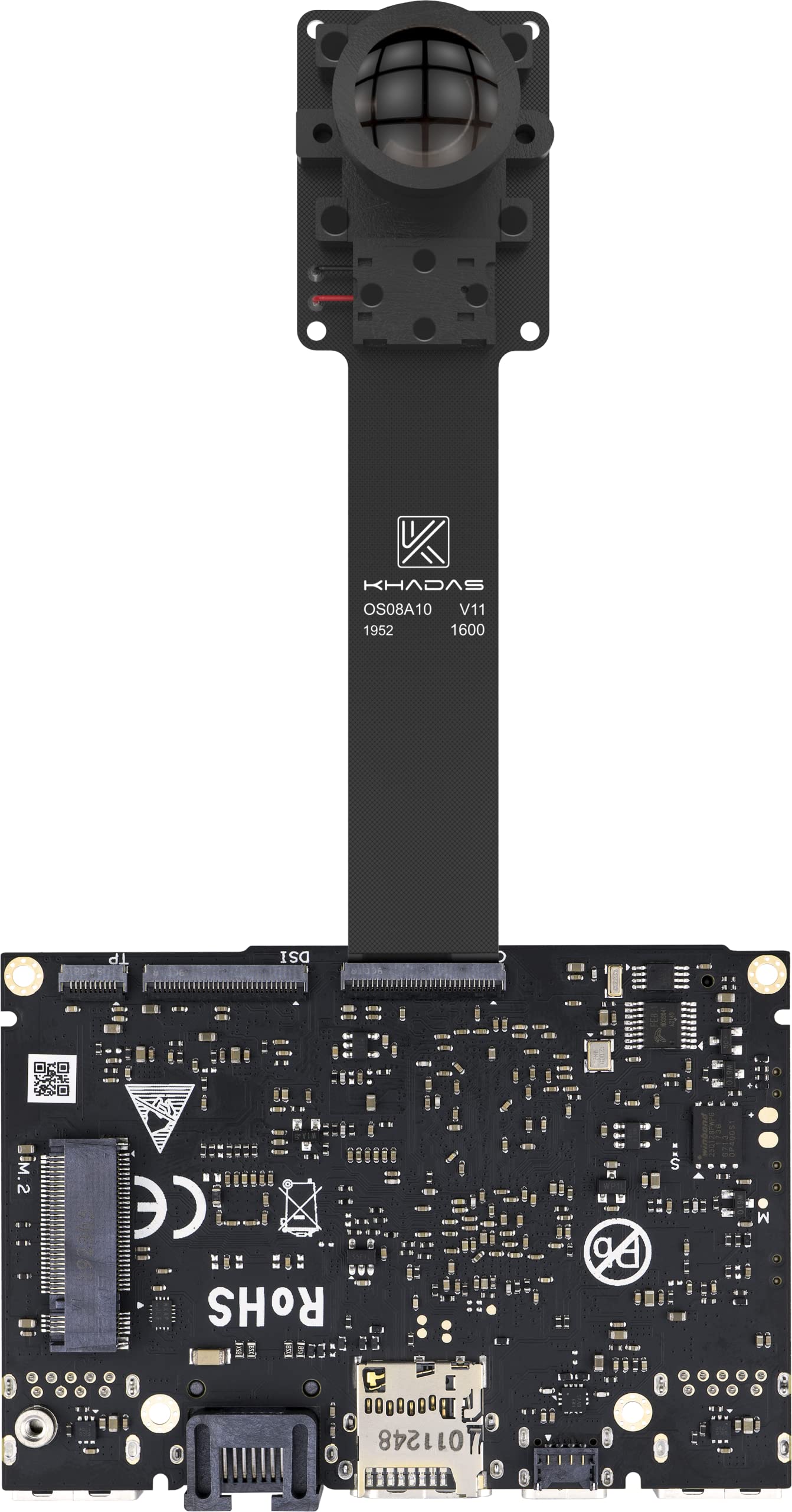 Fotocamera Khadas OS08A10 8MP Con Interfaccia MIPI-CSI, 4 Canali, FOV 160°, Obiettivo Intercambiabile M12, Per Visione Robotica
