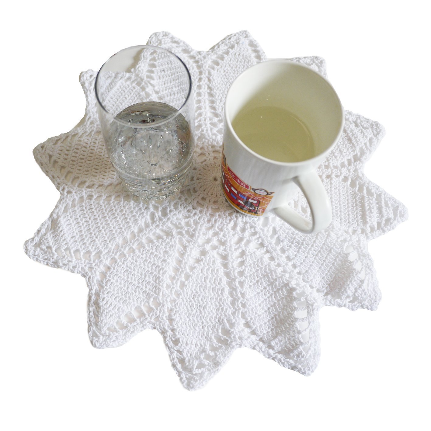 Sinobrite H0608-RS Pink Rose Lacey Edge Square Doily, 12 in.