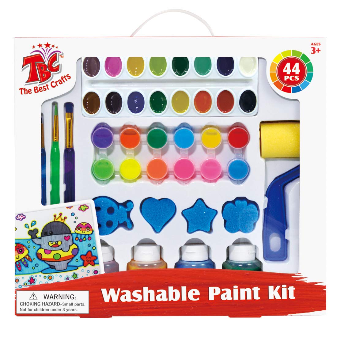 TBC The Best Crafts Craft and Drawing Set Temepra Paint Set School Paint Set with 3 Brushes and 2 Finger Brushes Christmas Gifts for Children Girls Boys