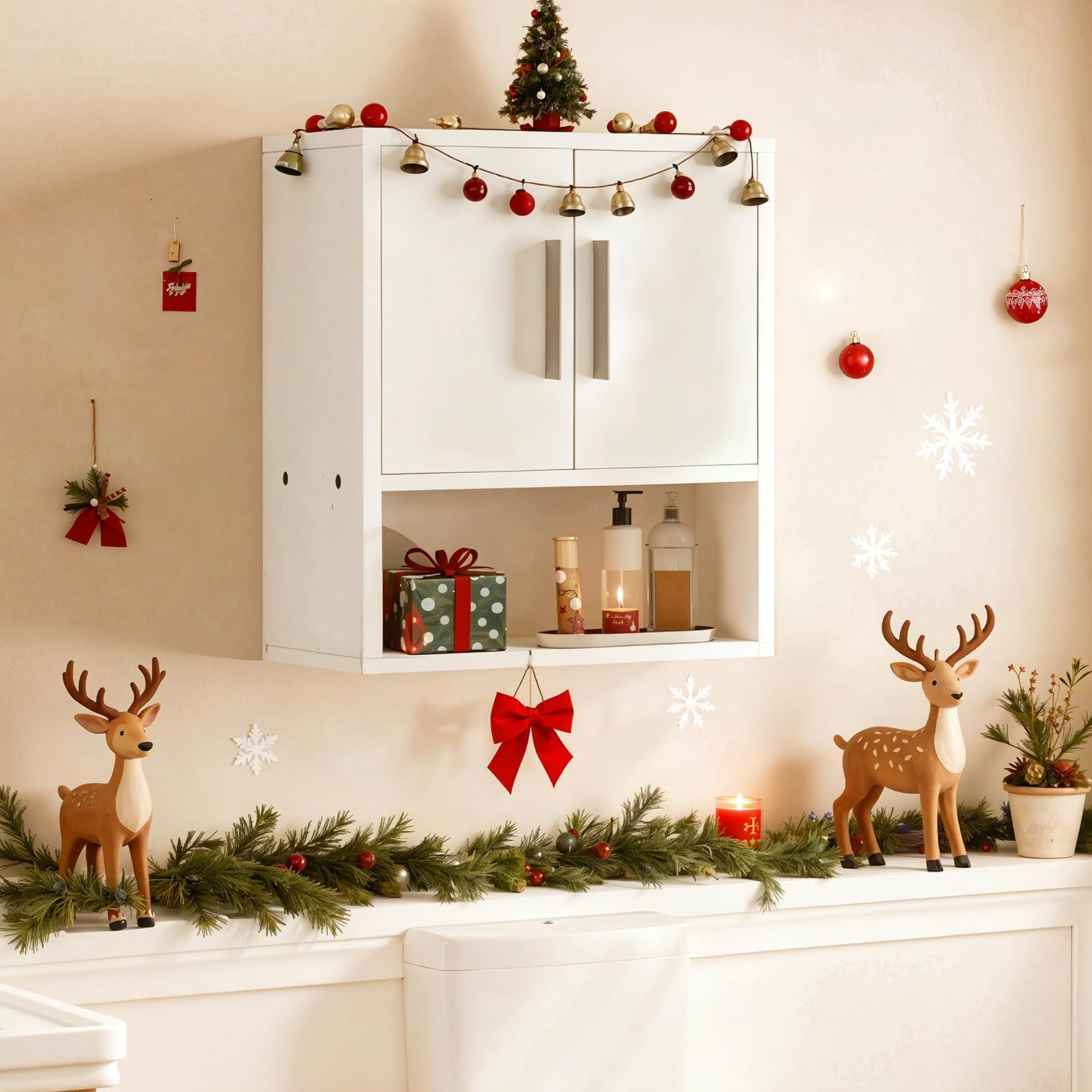 HOOBRO Meuble de Rangement, Mural pour Salle de Bains, Armoire à Pharmacie, 38 x 18 x 41 cm, Placard de Toilettes Suspendu avec Panneau réglable, pour Cuisine, Chambre, Blanc EWT18CW01