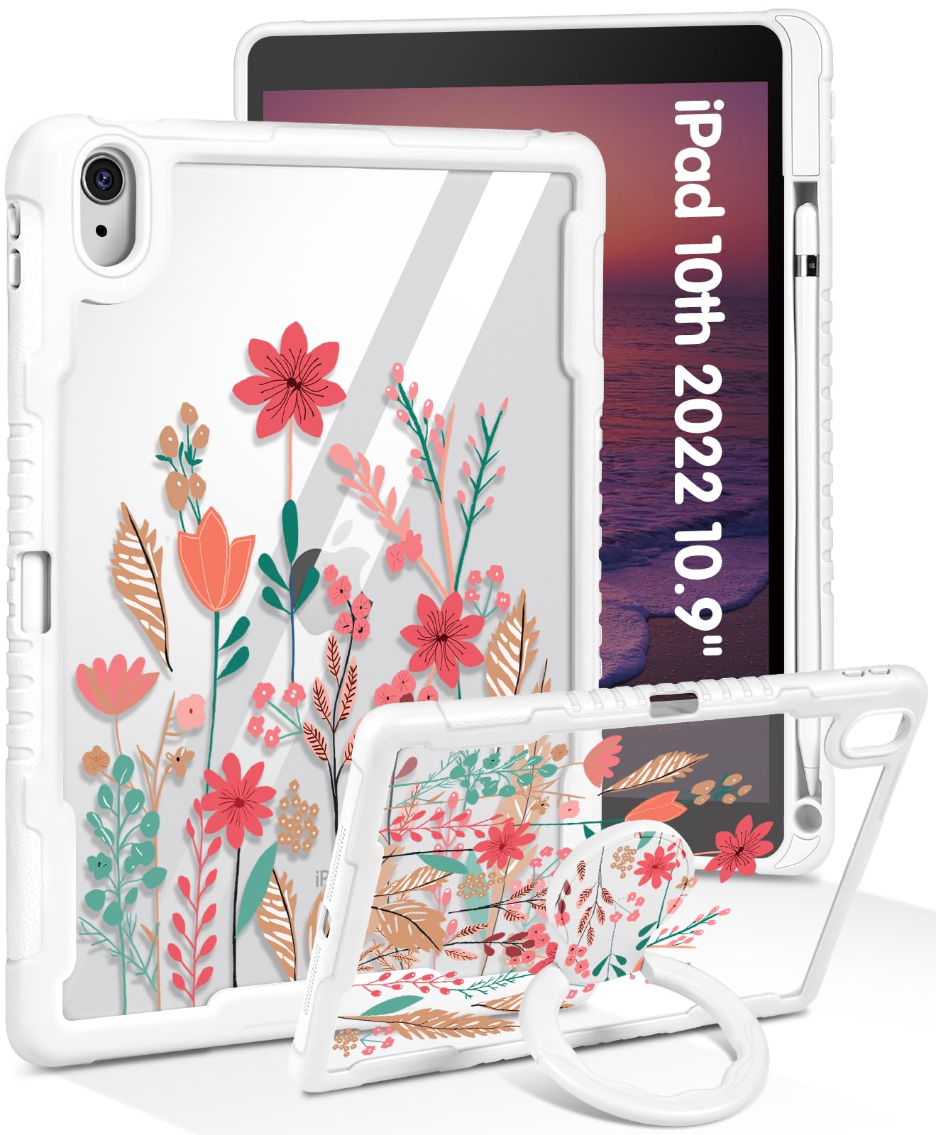 Uppuppy for iPad (A16) 11th Generation 11 Inch 2025 Case, for iPad 10th Generation Case 2022 10.9 Inch - Women Girls Cute with Pencil Holder & Stand