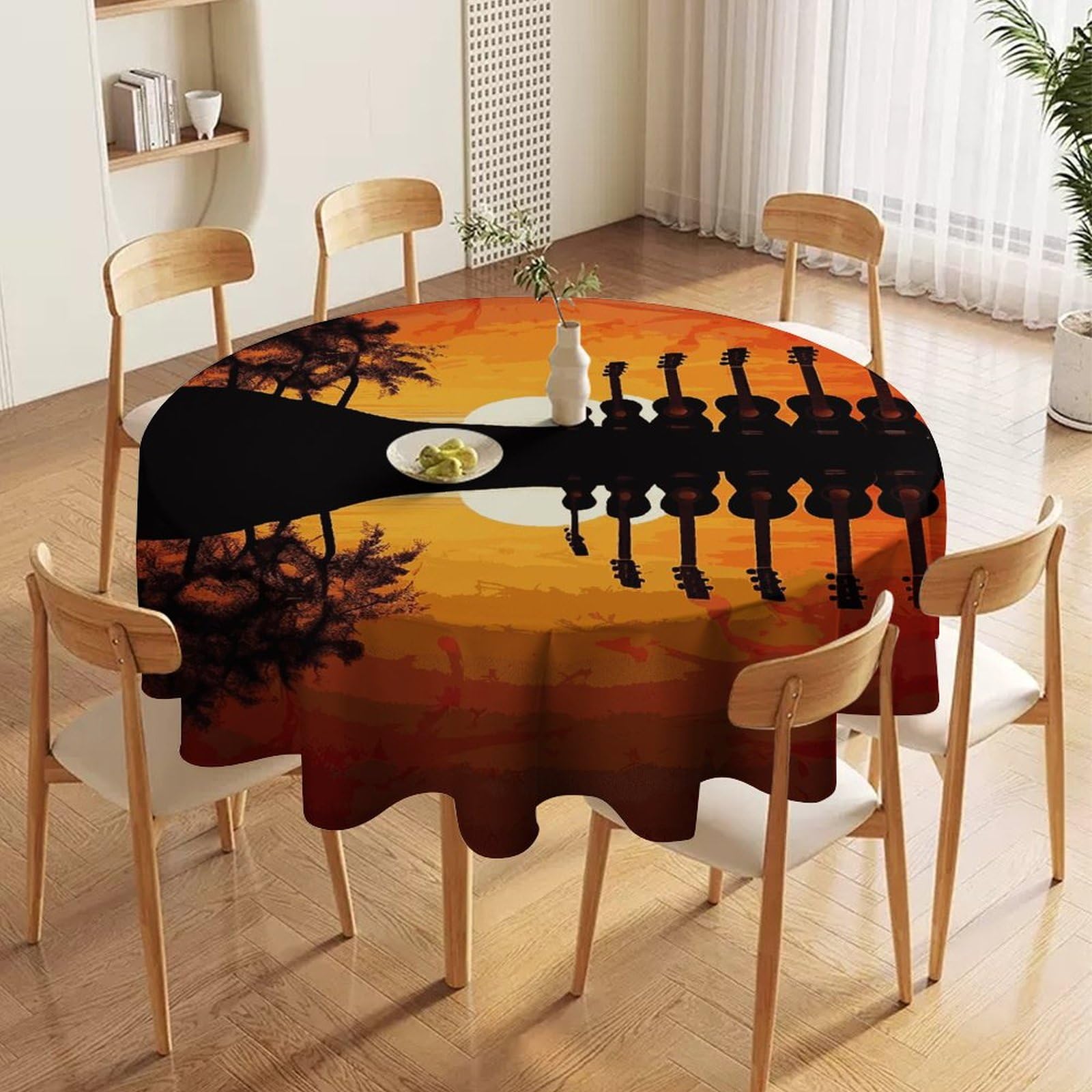 Nappe ronde tissu imperméable anti-tache cuisine et mariage