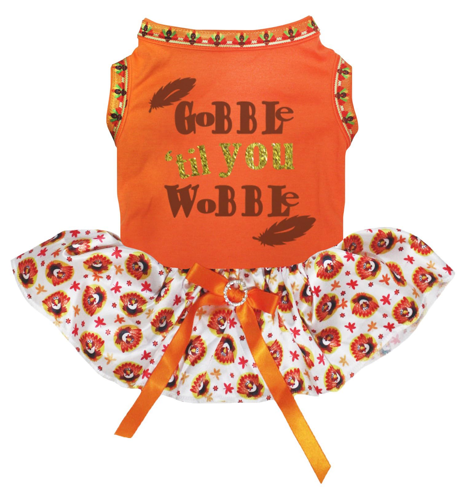 Robe pour chiot XXXL Feathers Gobble Til You en tissu extensible orange