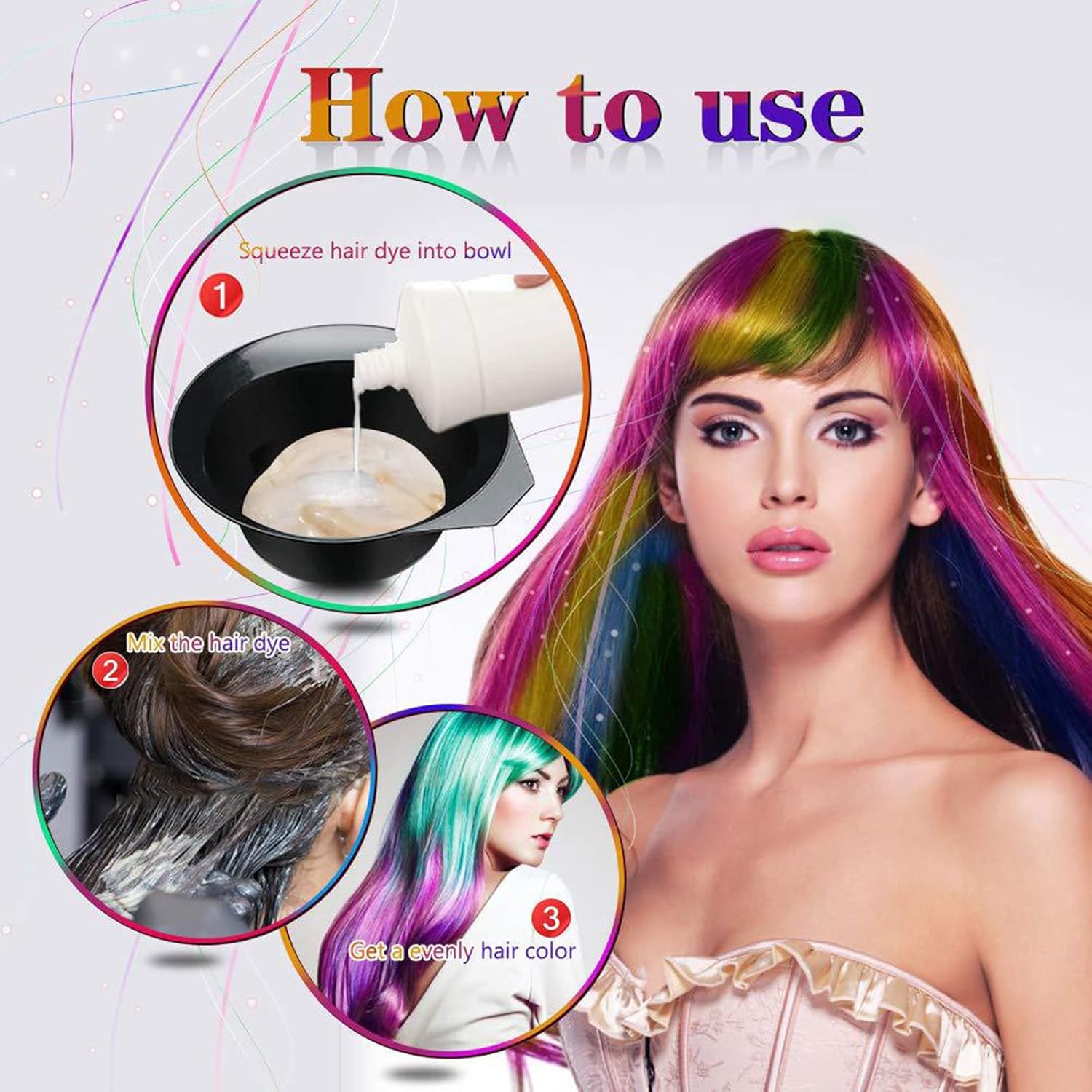 Yinhing Hair Coloring Kit, Professional Dyeing Tools Set with 2 Bowls 4 Brushes Combs 5 Clips, for Salon Home DIY Highlighting Balayage (Pink)