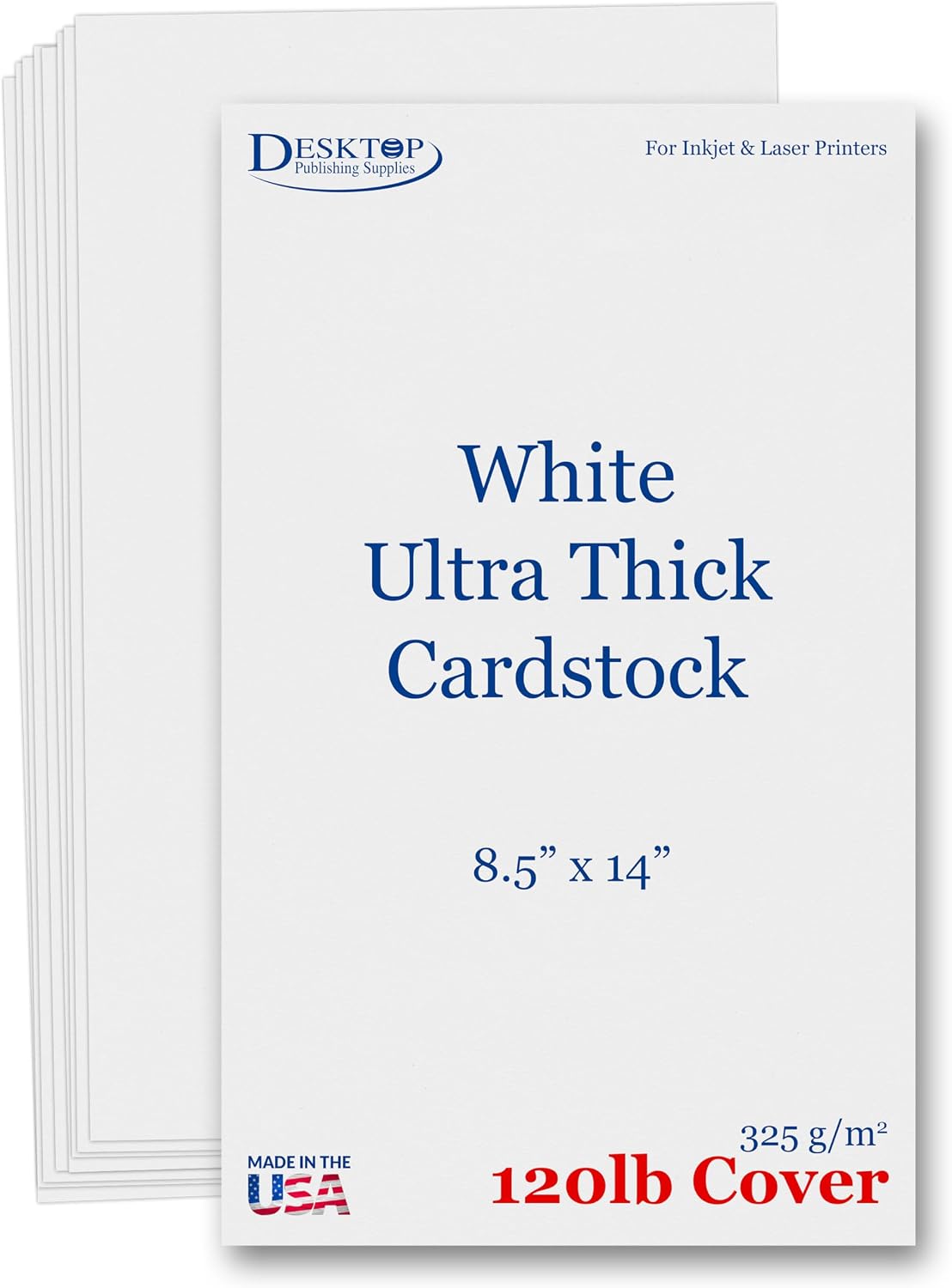 50 Sheets Ultra Thick 8 1/2" x 14" Bright White Card Stock Legal Size 8.5" x 14" - Sturdy 120lb Cover Cardstock for Inkjet/Laser Printers