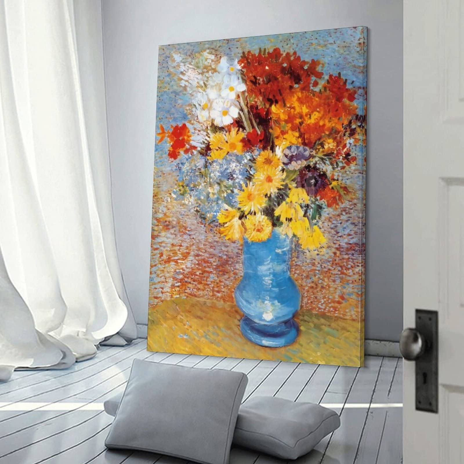 キャンバス油絵　専用　たっぷり入れた花瓶の青いお花 キャンバス油絵 専用 たっぷり入れた花瓶の青いお花 キャンバス油絵