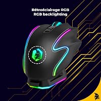 EMPIRE GAMING RF908 Vezeték Nélküli Egér Újratölthető Mágneses Töltőállomással RGB Világítás 10000DPI 8 Programozható Gomb Fekete 8