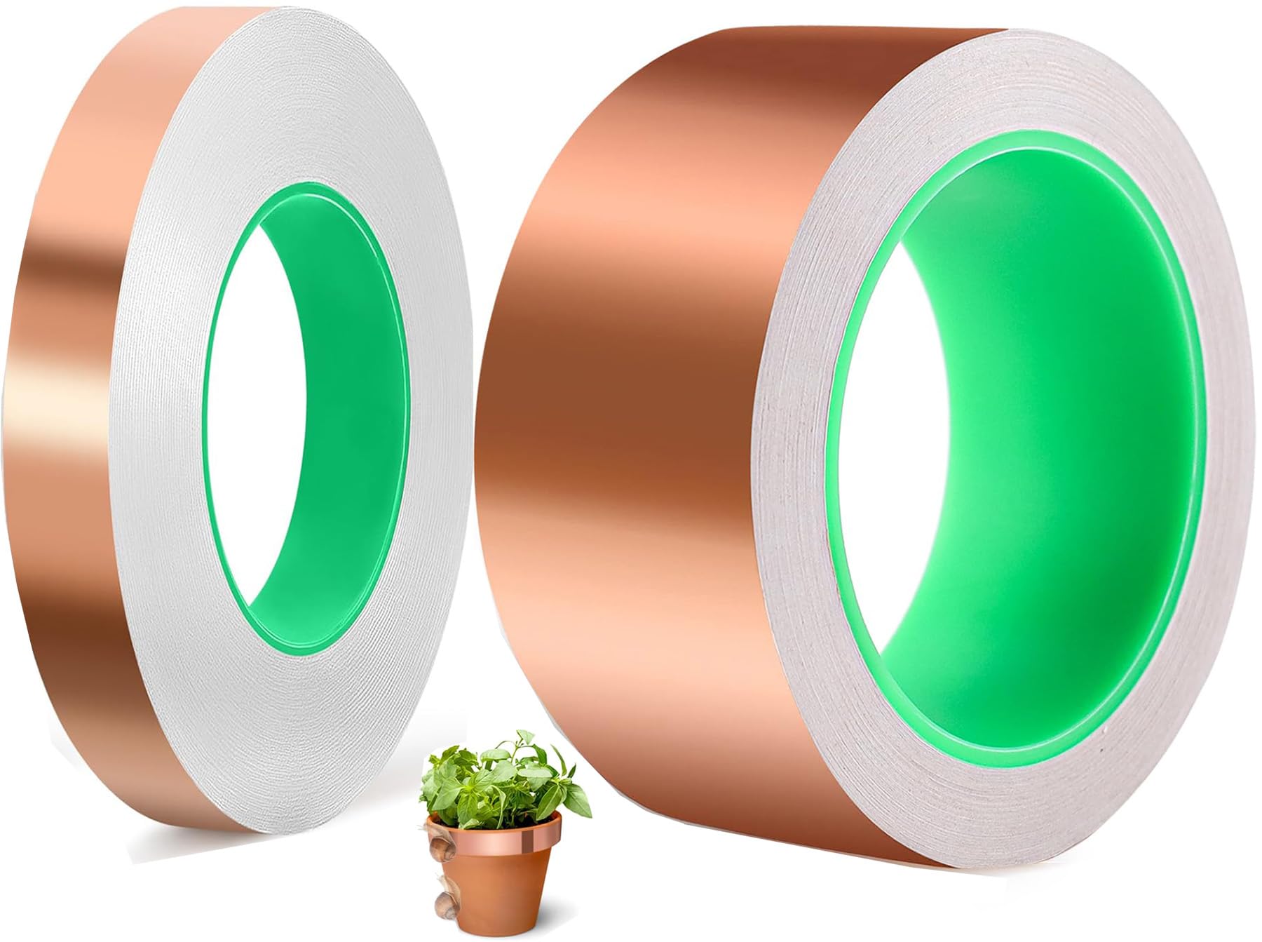 2 Piezas Cinta de Cobre contra Caracoles, Cintas Cobre Repelentes Babosas y Caracoles Cinta De Cobre Autoadhesiva Eficaz Protección Contra Caracoles para Jardines Y Plantas (40mmx20m+10mmx20m)