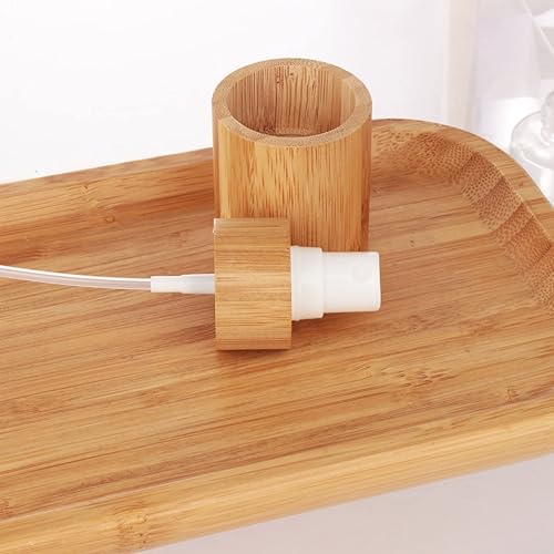 Miniatura 4 de COSIDEA Botella de spray de vidrio transparente con tapa de bambú vacía de 4 oz/4.1 fl oz con cabezal de despenser de niebla fina para recipientes