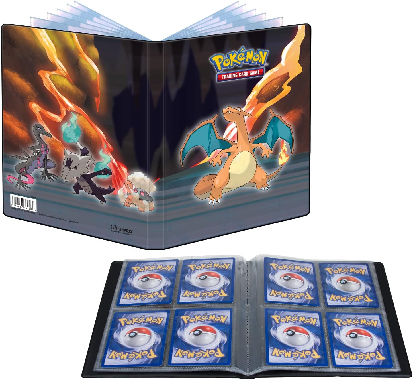Ultra PRO - Gallery Series: Scorching Summit 4-Pocket Portfolio for Pokémon ft. Charizard, Salazzle, Torkoal, & Alolan Marowak, Protect & Store 40+ Pokémon Cards, Gaming Cards, Collectible Cards