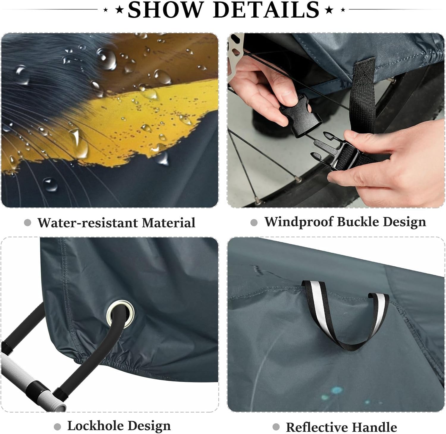 ALAZA 3d Black Cat Bike Cover Waterproof Outdoor Ebike Bicycle Covers Tarp Protection for 1/2 Bikes, Sun UV Dust Wind Proof