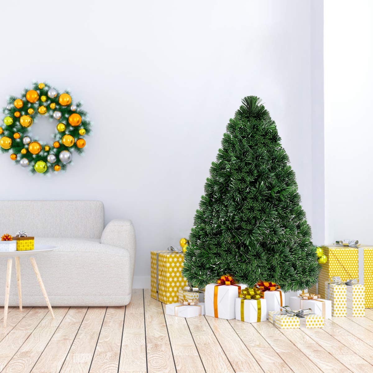 Árbol De Navidad Artificial Verde 150 Cm PVC, Acero Y Plástico