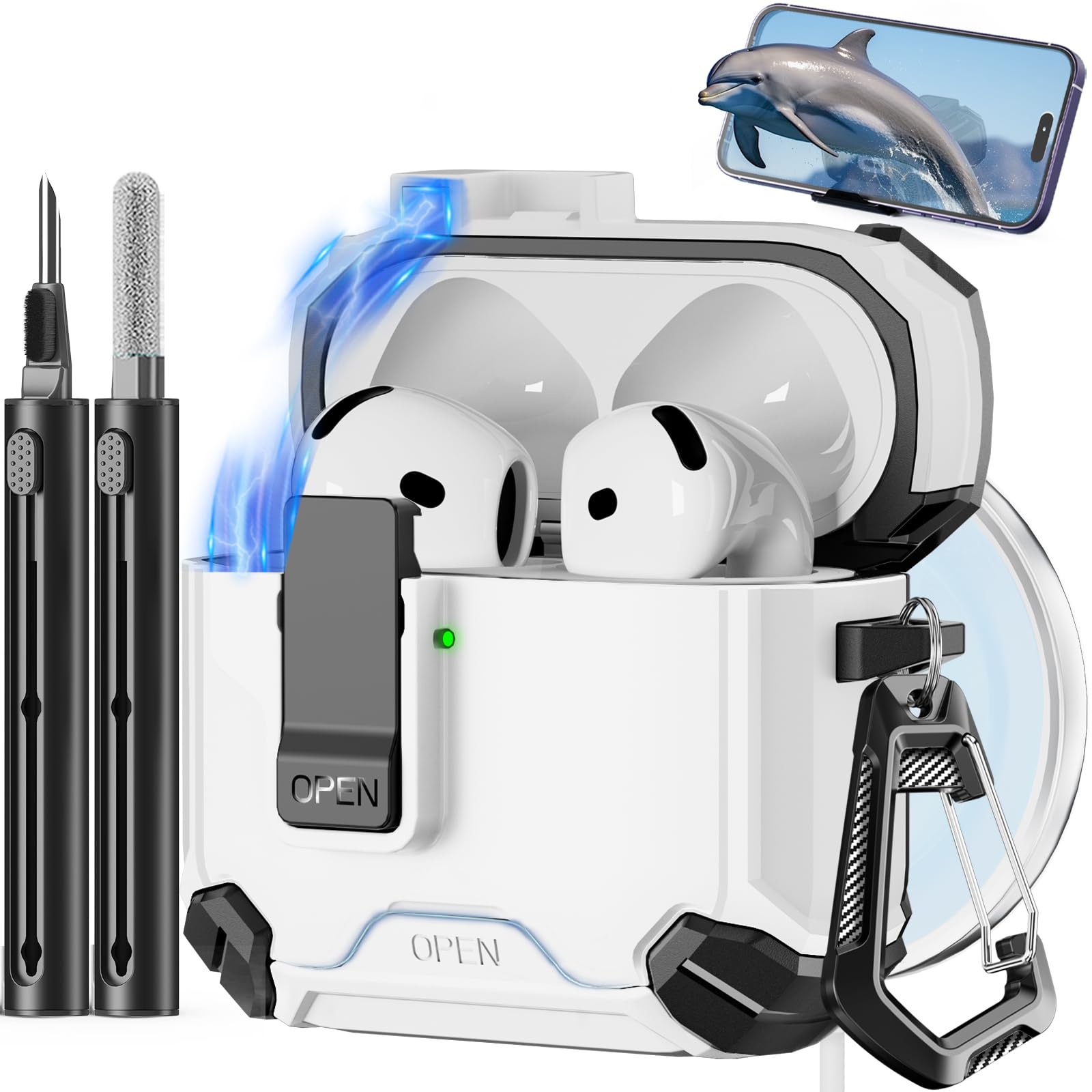 Pohgelan Compatible with AirPods 4 Case (White)