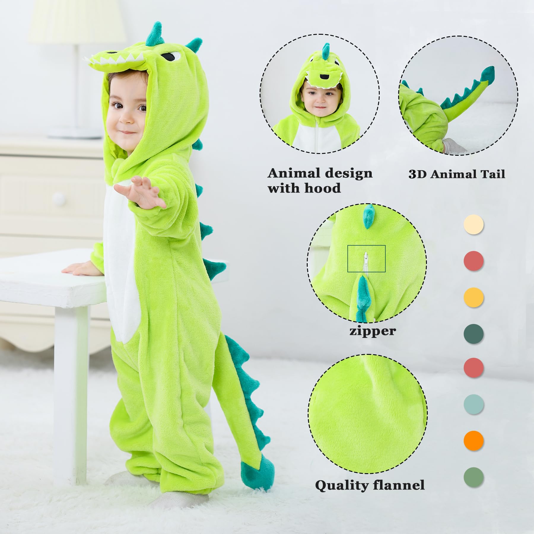 Bambino Inverno Pagliaccetto con Cappuccio Flanella Tutina per bambini Cosplay Halloween Costume