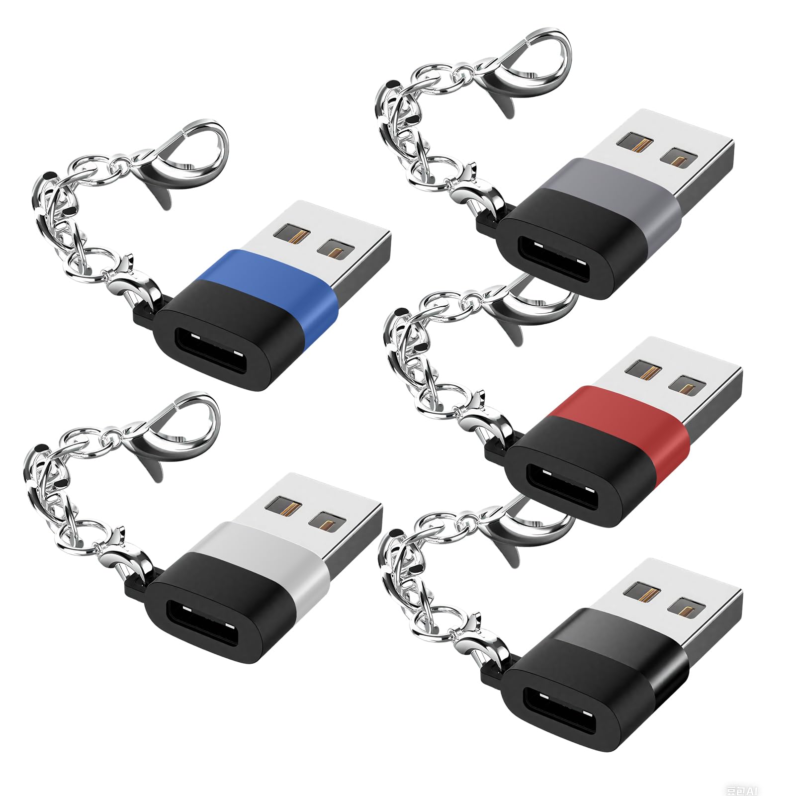Amazon.com: USB C Female to USB Male Adapter 5-Pack, Keychain Type