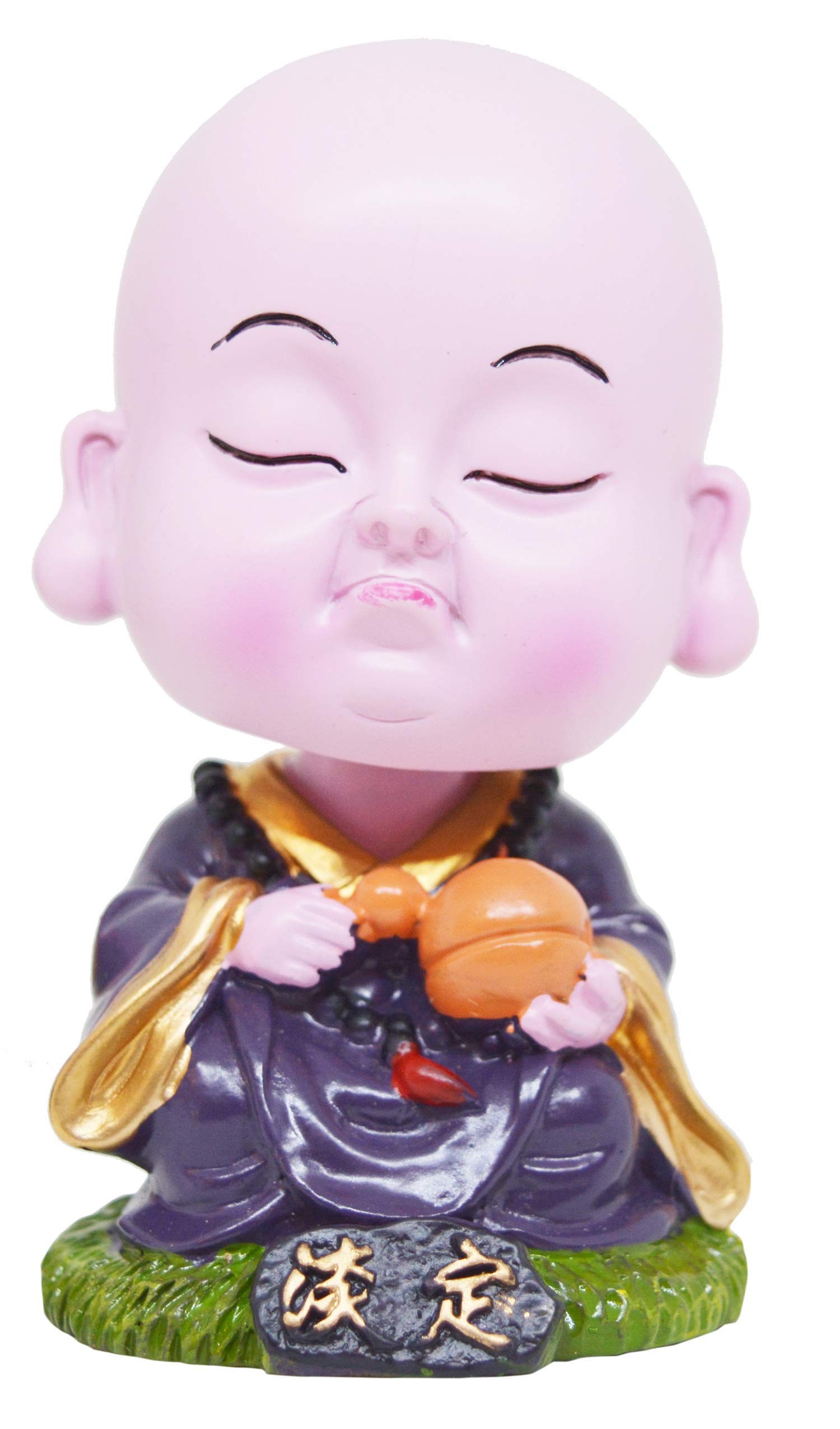 Saubhagya Global Polyresin Royal Blue Daiken Little Bobblehead Monk Buddha with Nodding Head, Beautiful Car Dashboard Idol, Figurine, Showpiece, Sculpture for Health, Wealth & Prosperity (Royal Blue)