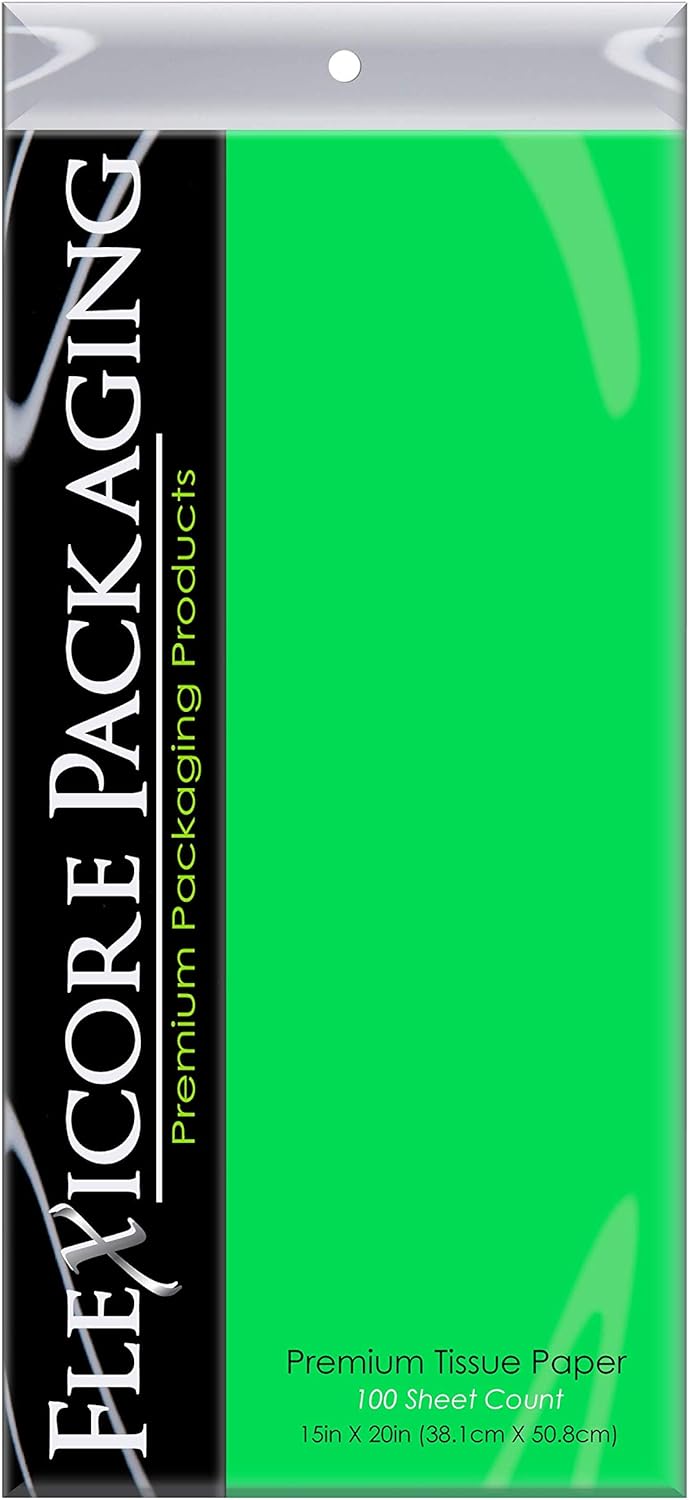 Flexicore Packaging Apple Green Gift Wrap Tissue Paper Size: 15 Inch X 20 Inch | Count: 100 Sheets | Color: Apple Green : Health & Household