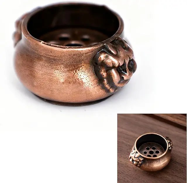 Antique Brass Incense Burner with Dual-Handle Design - Portable Metal Holder for Cones & Sticks