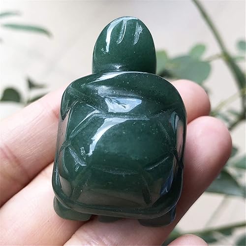 Miniatura 3 de Estatua de animal de tortuga de piedra tallada a mano, escultura de estatua de bolsillo, aventurina verde, 1.5 pulgadas