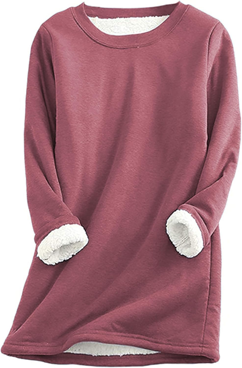 Yeokou Women Warm Sherpa Lined Fleece Crewneck Sport Sweatshirt Pullover Loungewear