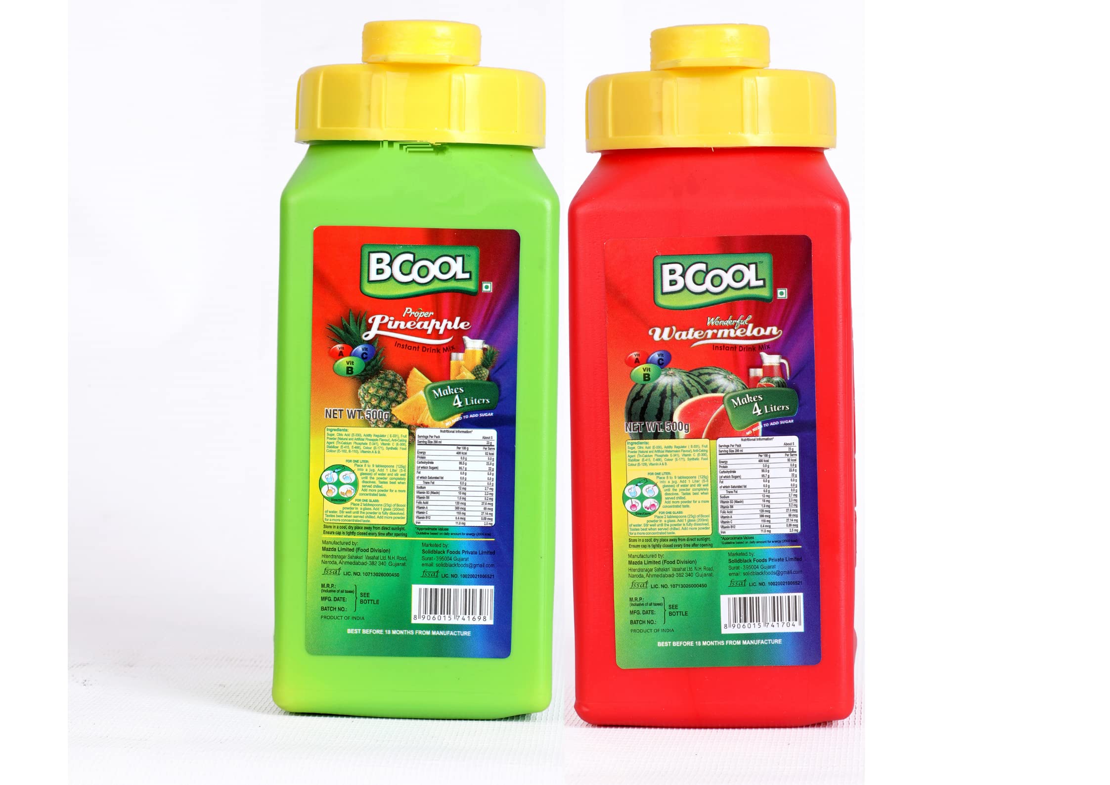 Instant Pineapple & Watermelon Drink Mix Powder Refreshing Summer Beverage | Tasty and Healthy Hydration For Energy and Immunity | Easy to Make Ideal for Kids Adults (Each 500g, Pack of 2)