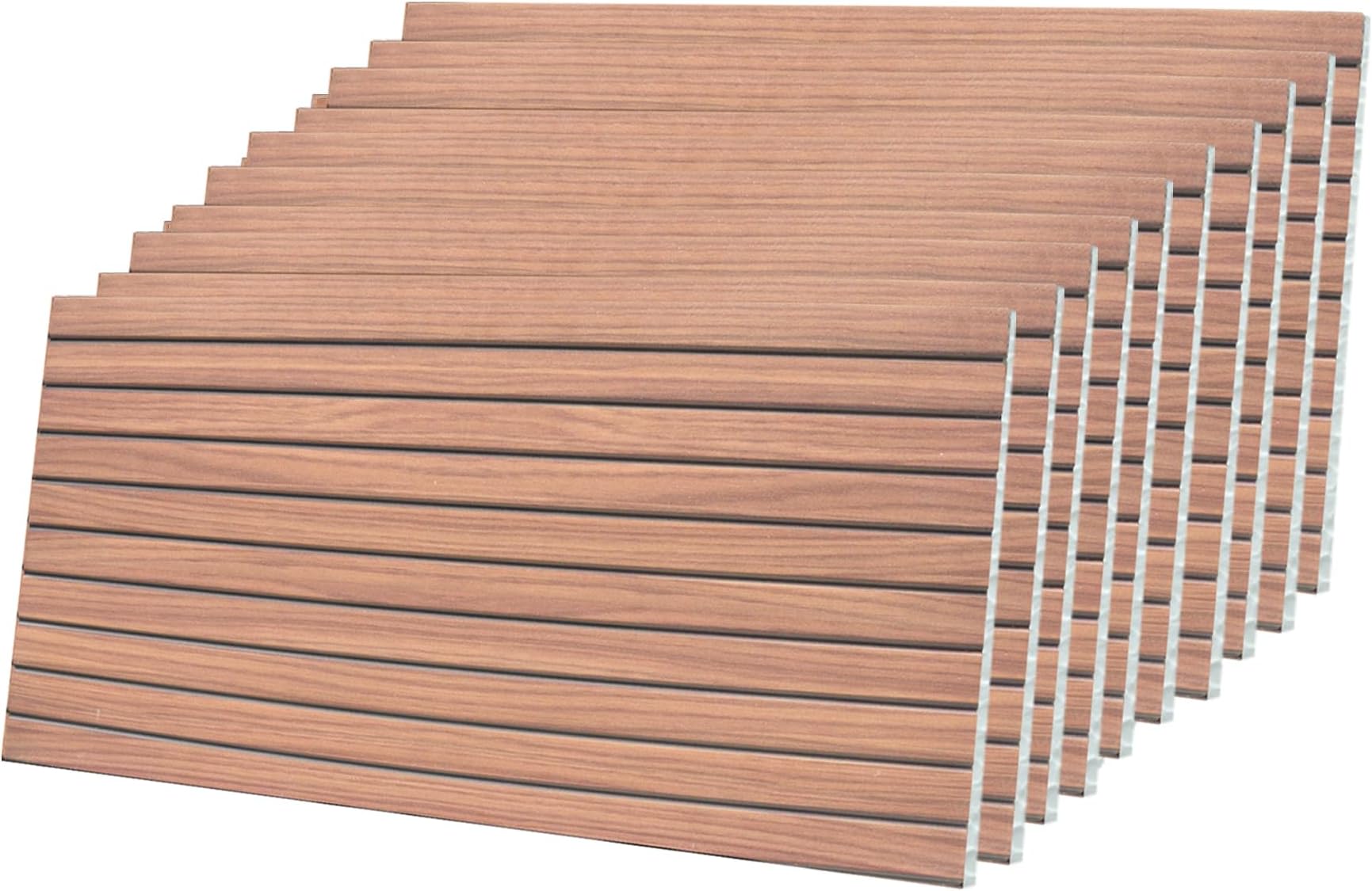 IZODEKOR 3D Wood Effect Styrofoam Wall Panels - Faux Wood Look Wall Panels for Living Room - Fake Acoustic Wood Slat Wall Panels - Pack of 10, Covers 50 sq ft.