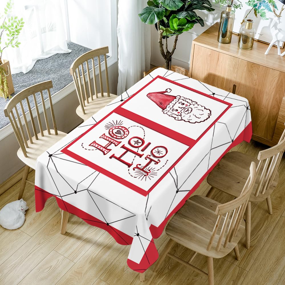 Mantel Antimanchas Estampado Navideño Rojo Mantel Mesa Rectangular Poliéster Manteles de Mesa Lavable Mantel para Casa Comedor Cocina Fiesta Bodas Mantel Impermeable(140x200cm)