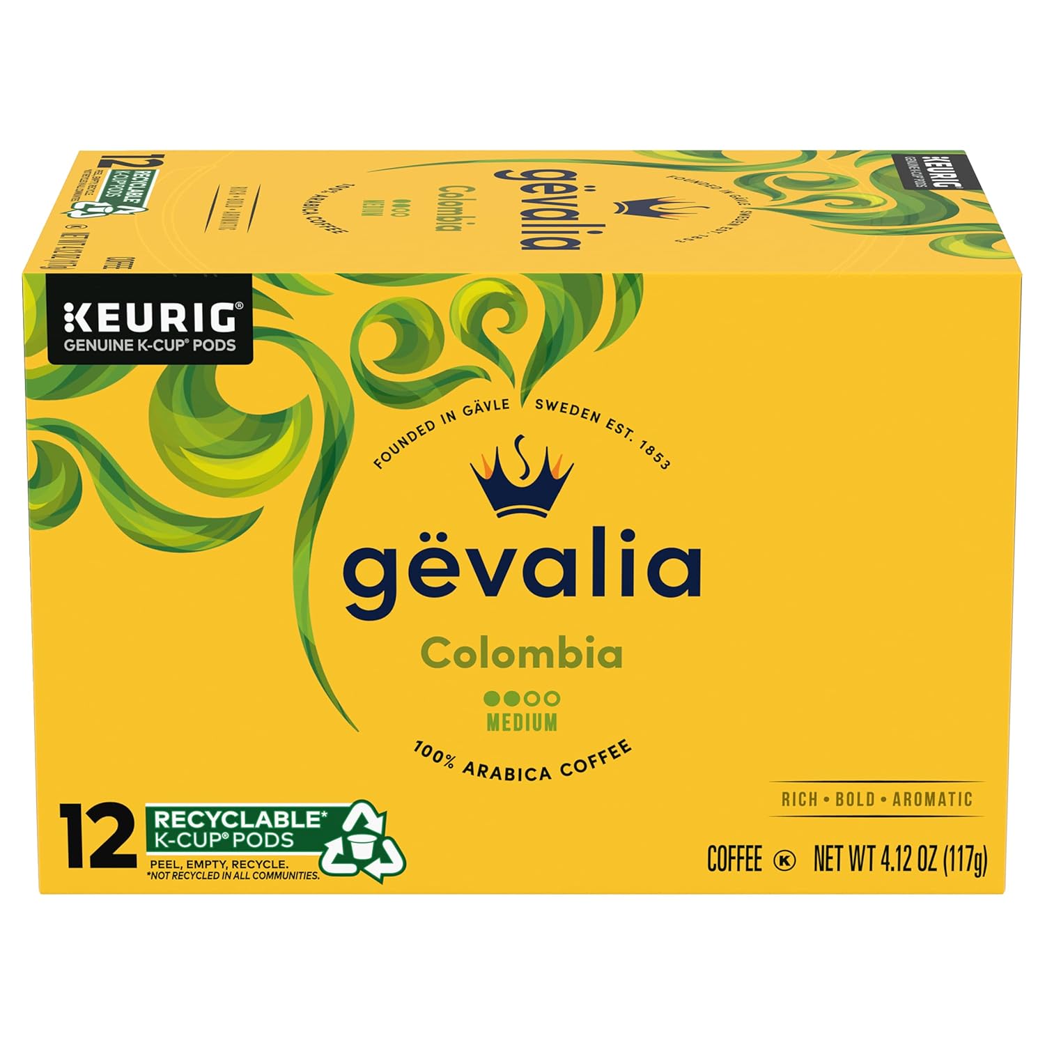 Gevalia Colombia K-Cups,12-Count Box, (Pack of 3) [RETAIL PACKAGING]