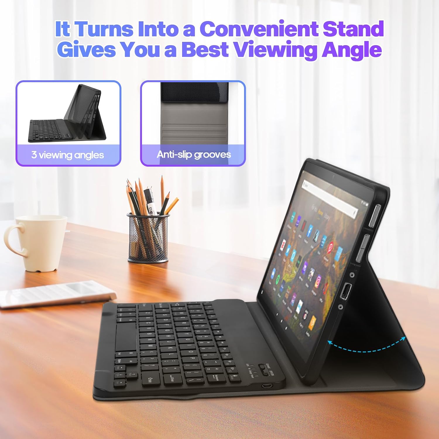 Keyboard for Fire Max 11 Tablet 11" (13th Generation, 2023 Release), Slim Cover with Detachable Wireless Keyboard for All-New Fire Max 11, Black