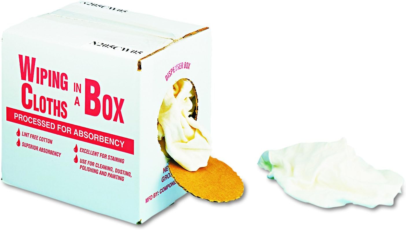 General Supply N205CW05 Multipurpose Reusable Wiping Cloths, Cotton, White, 5lb Box