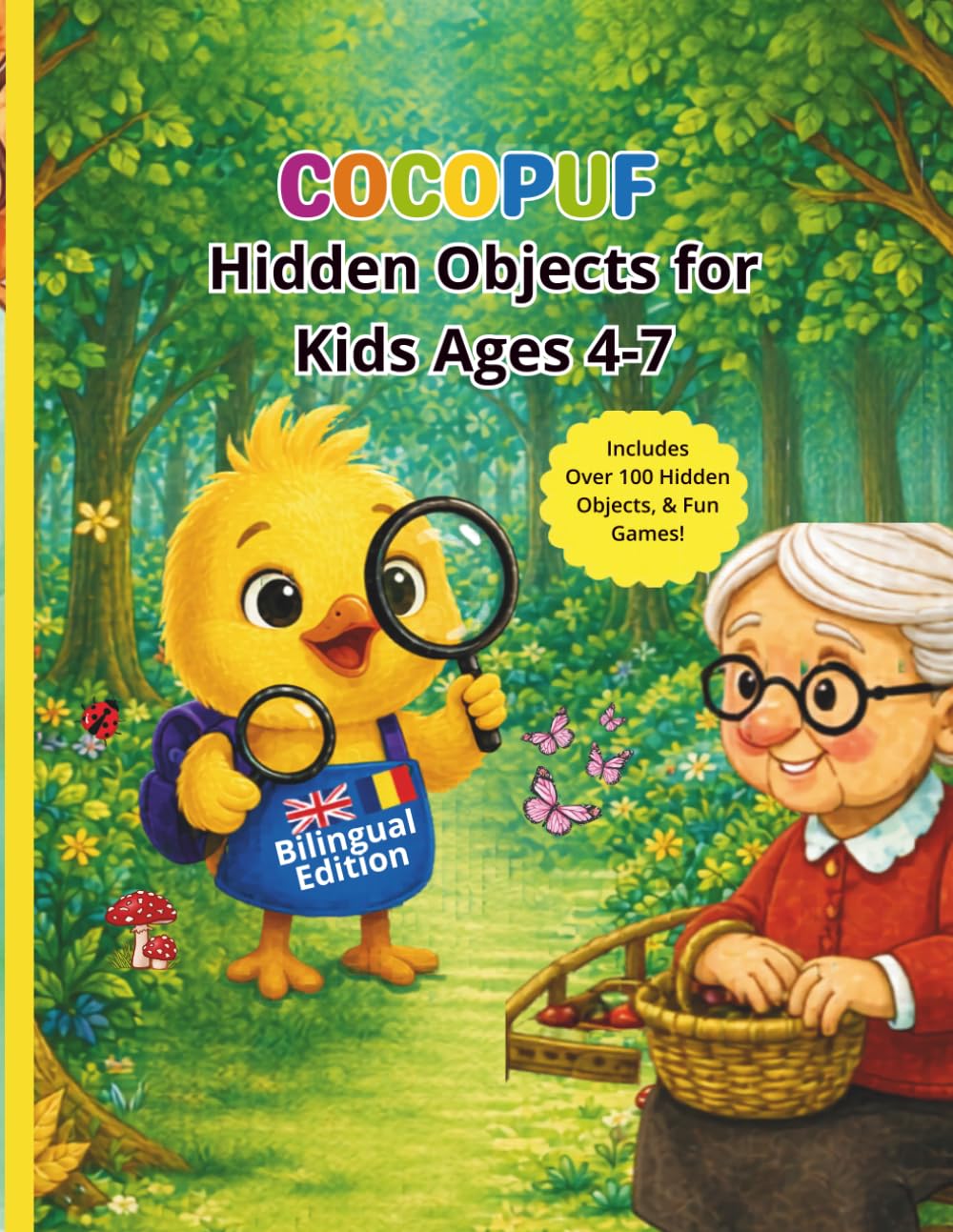 Hidden Objects for Kids Ages4-5-6-7 Cocopuf: Search and Find Activity Book English-Romanian Bilingual Gentle Rhyming Story