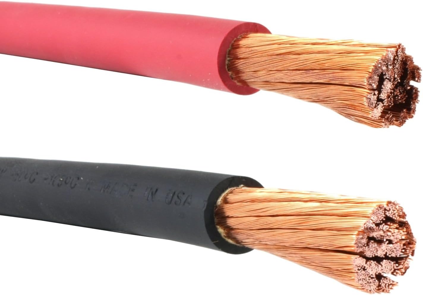 2/0 Gauge AWG - Flex-A-Prene - 100% Copper Welding/Battery Cable - Black & Red - 600 V - Made in USA (25 FEET of Each Color)