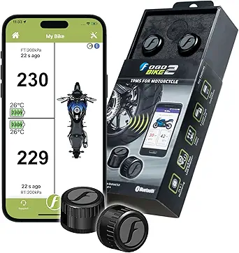 FOBO Bike 2 TPMS (Black) - Wireless Tire Pressure Monitoring System for Motorcycles
